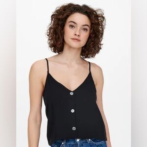 Black Button-Up Camisole Top